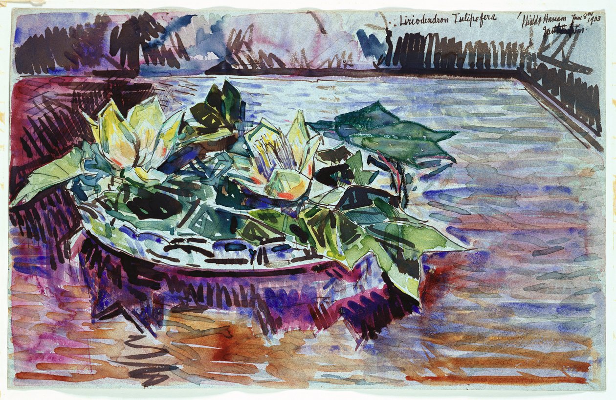 Tulppaanit kulhossa tekijältä Childe Frederick Hassam