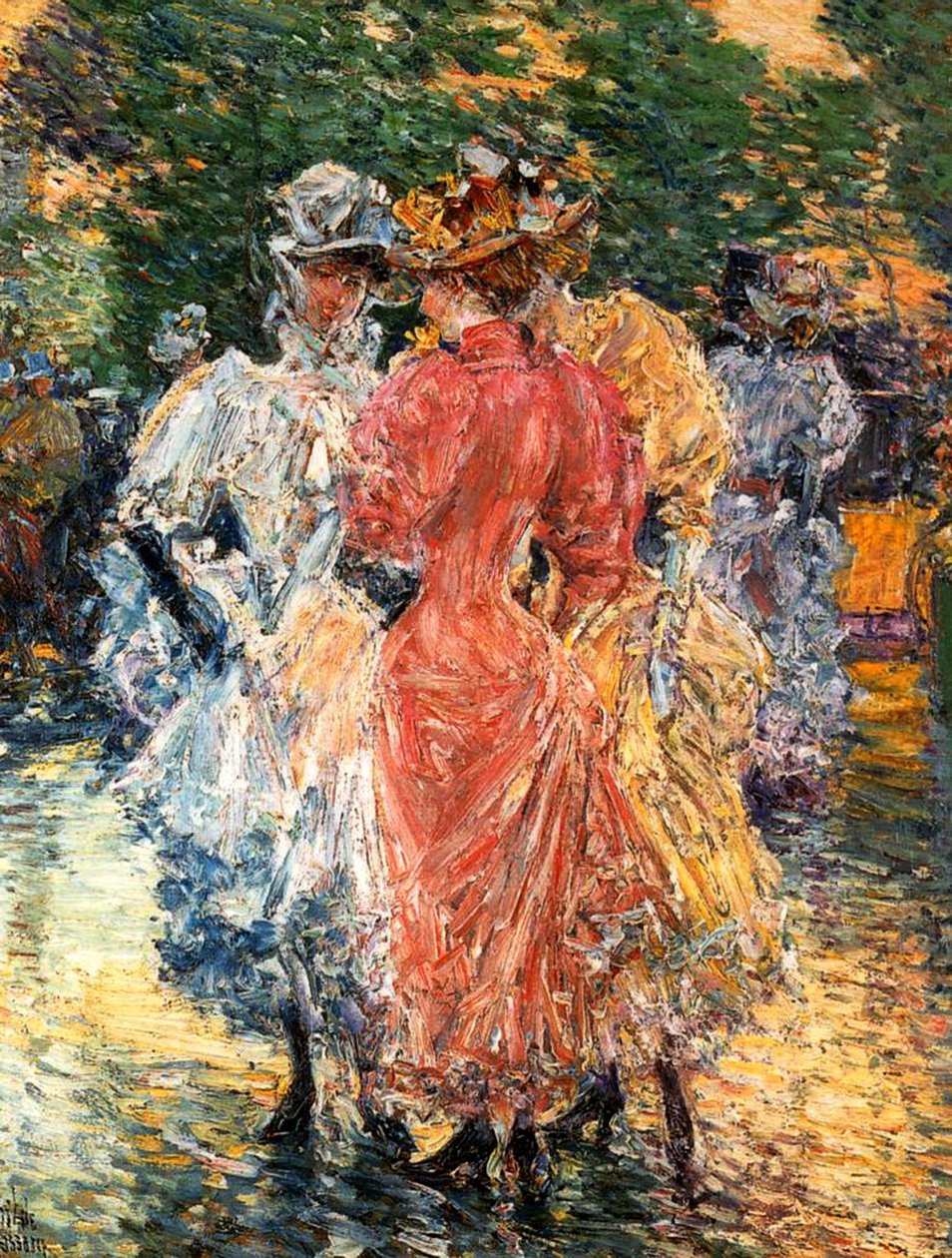 Nuoret naiset juttelevat, n. 1892 (öljy kankaalle) tekijältä Childe Frederick Hassam