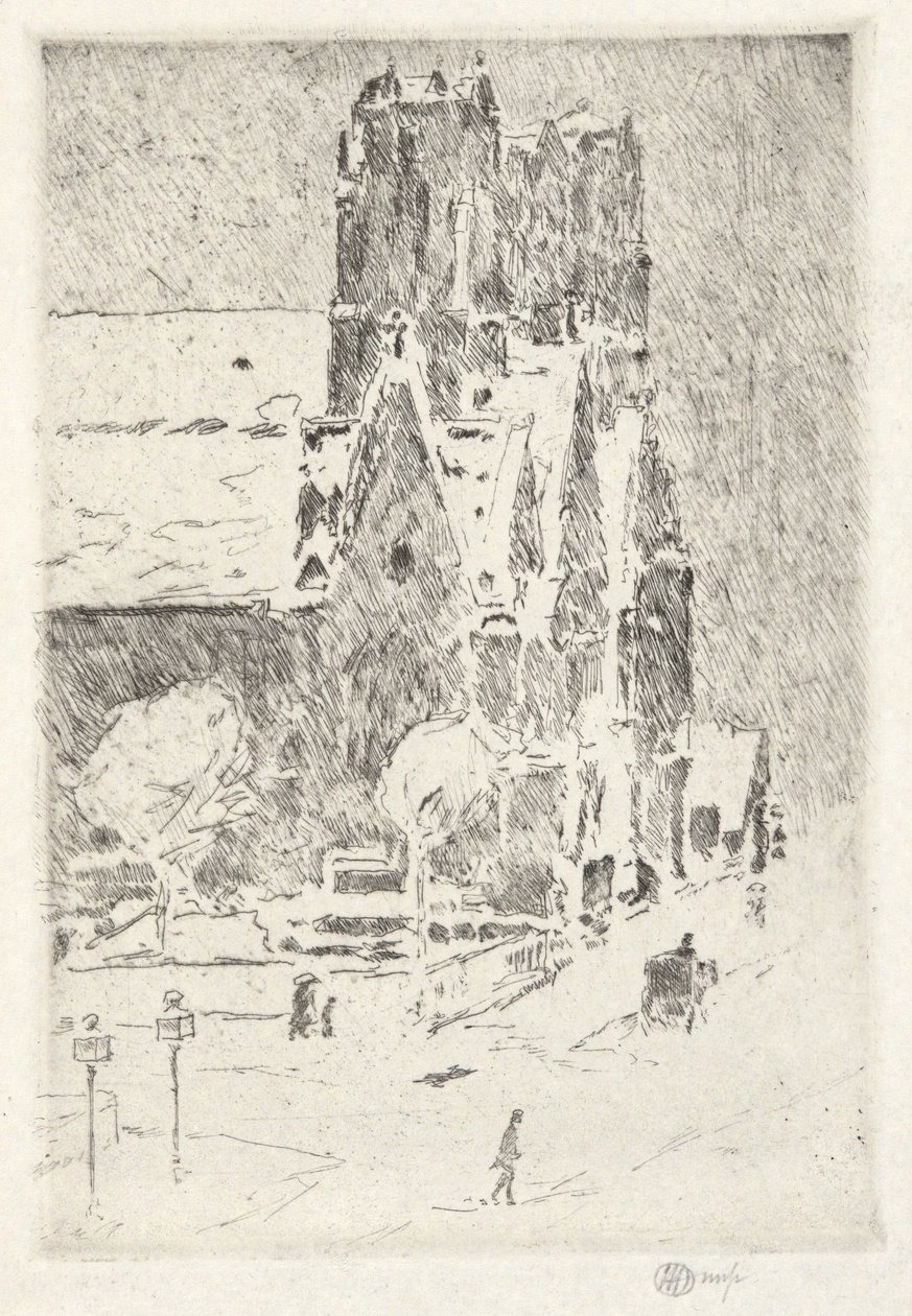 Golgatan kirkko lumessa tekijältä Childe Hassam
