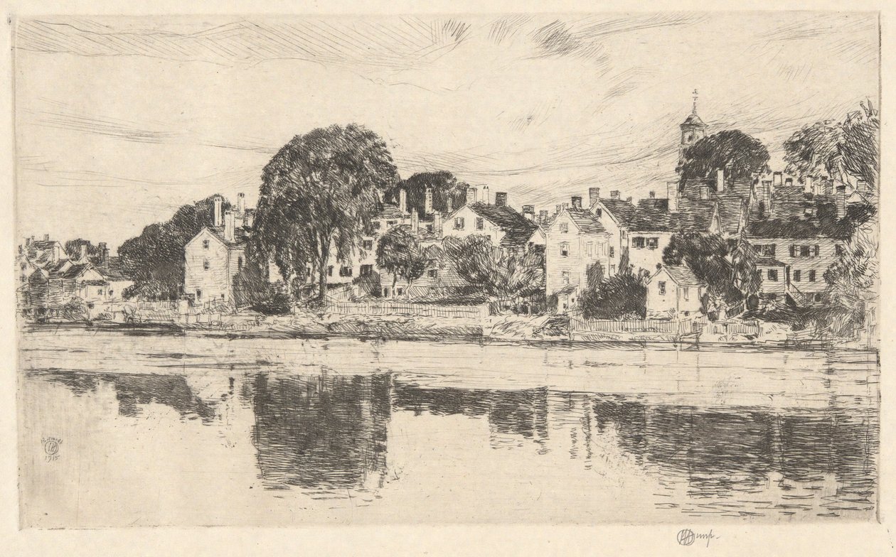 Chimneys, Portsmouth, 1915 tekijältä Childe Hassam