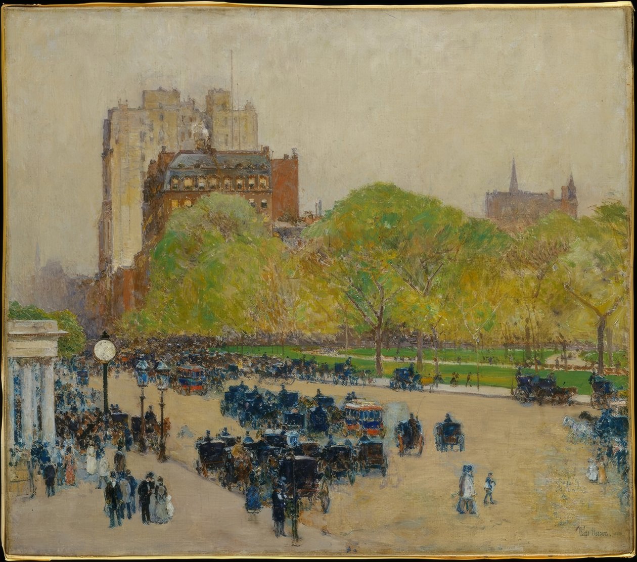 Kevätaamu kaupungin sydämessä tekijältä Childe Hassam