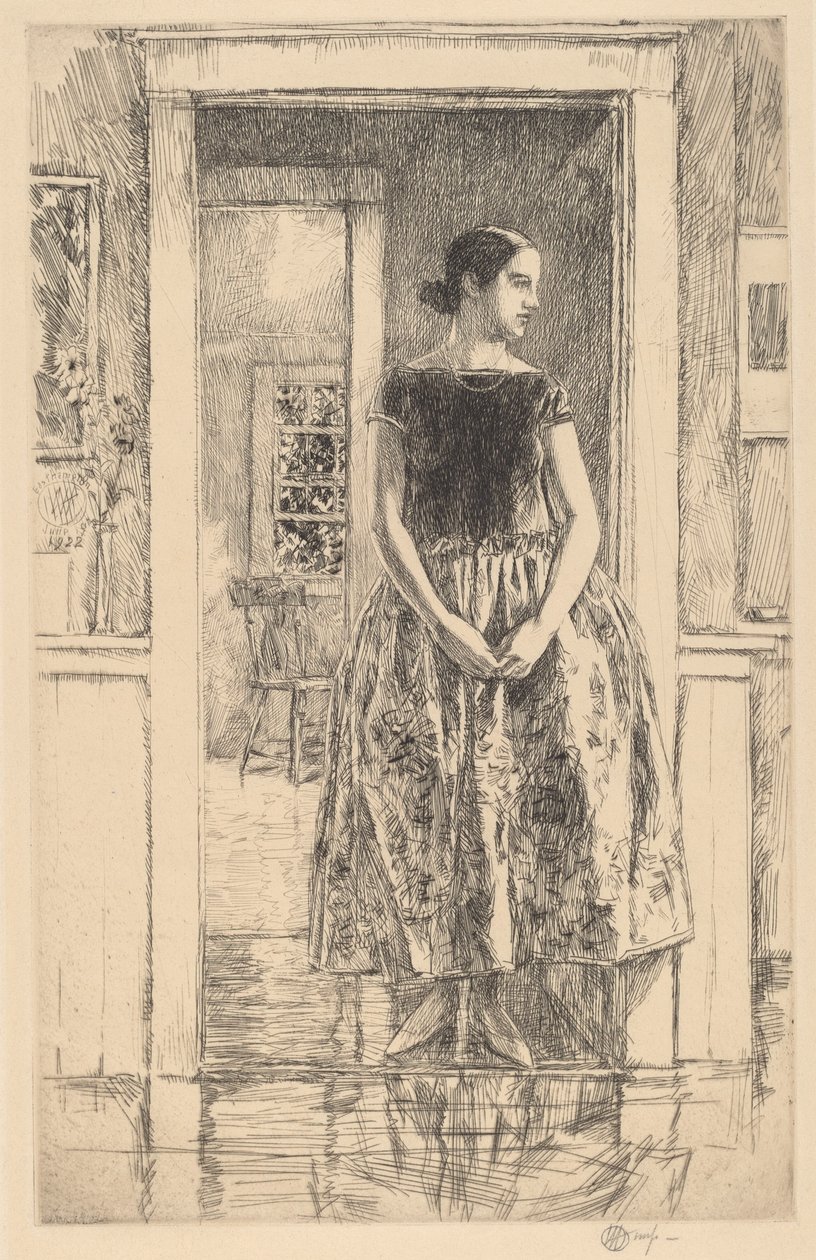 Tyttö modernissa mekossa tekijältä Childe Hassam