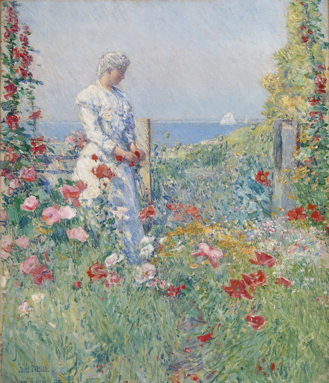 Puutarhassa (Celia Thaxter puutarhassaan) tekijältä Childe Hassam