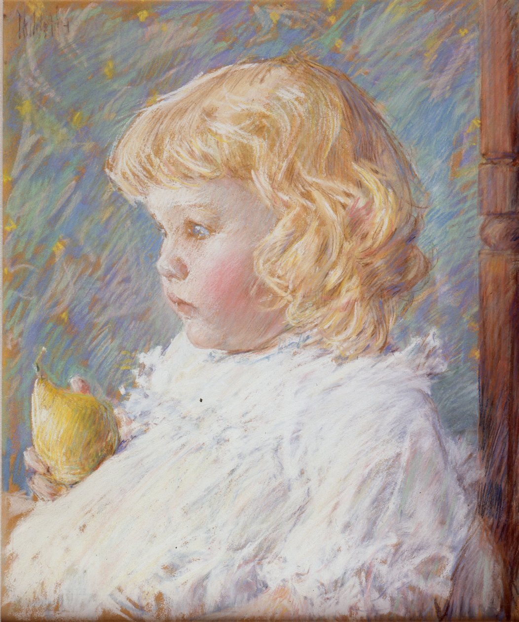 Pieni tyttö ja päärynä tekijältä Childe Hassam