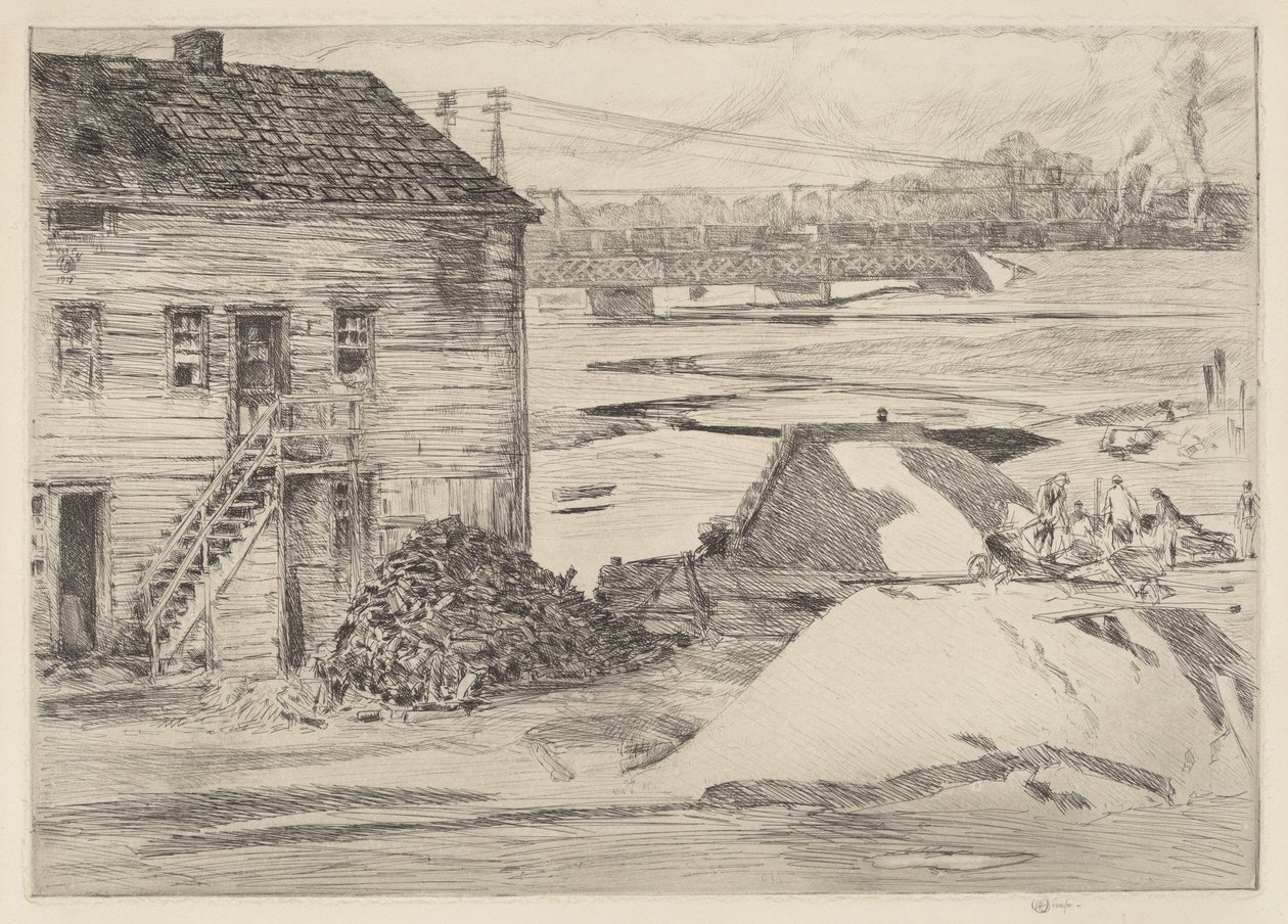 Laskuvesi, Cos Cob Bridge tekijältä Childe Hassam