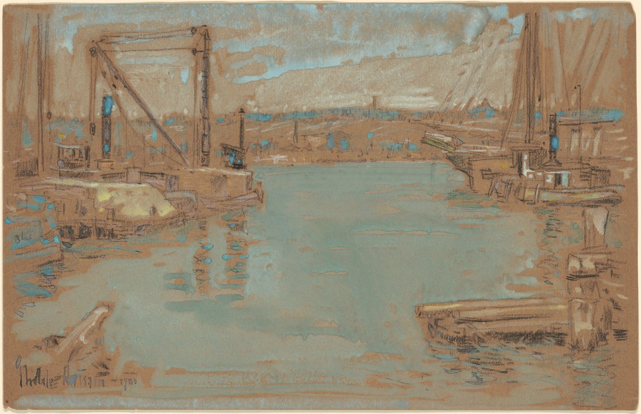 North River Dock, New York tekijältä Childe Hassam