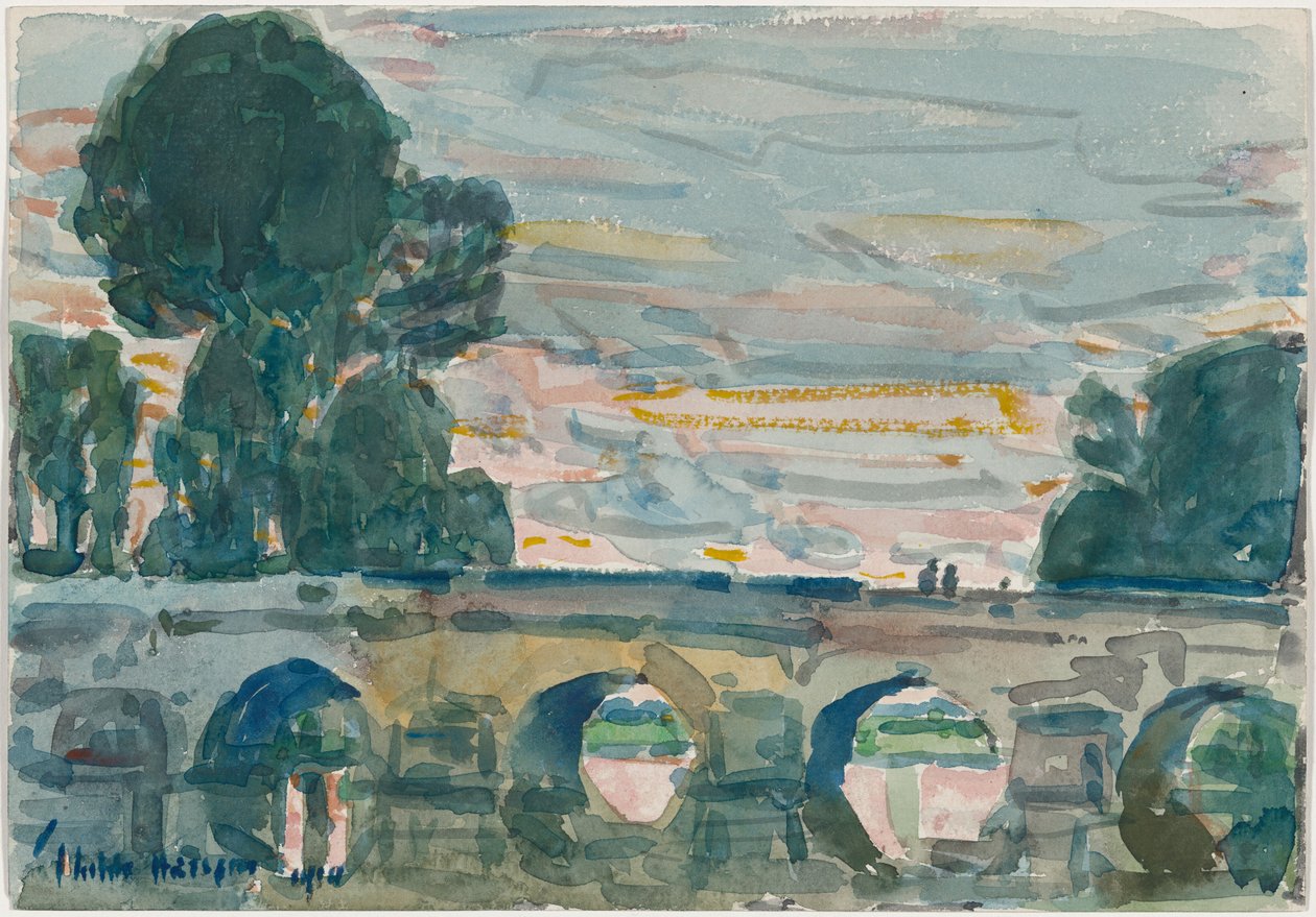 Silta Grezissä [recto] tekijältä Childe Hassam