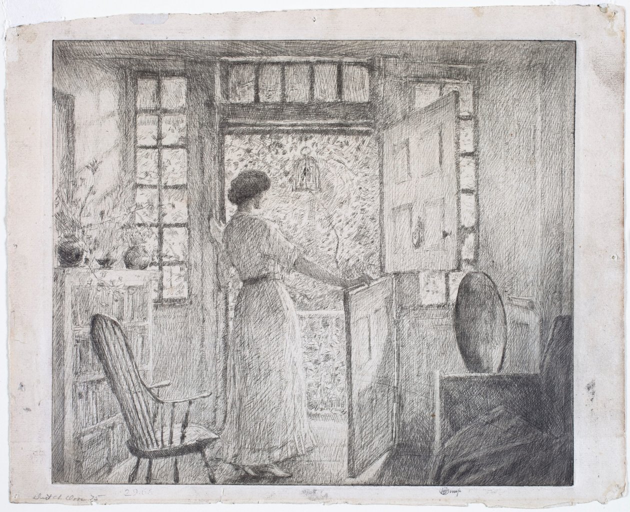 Hollantilainen ovi (etupuoli), kreikkalainen tanssi (kääntöpuoli) tekijältä Childe Hassam
