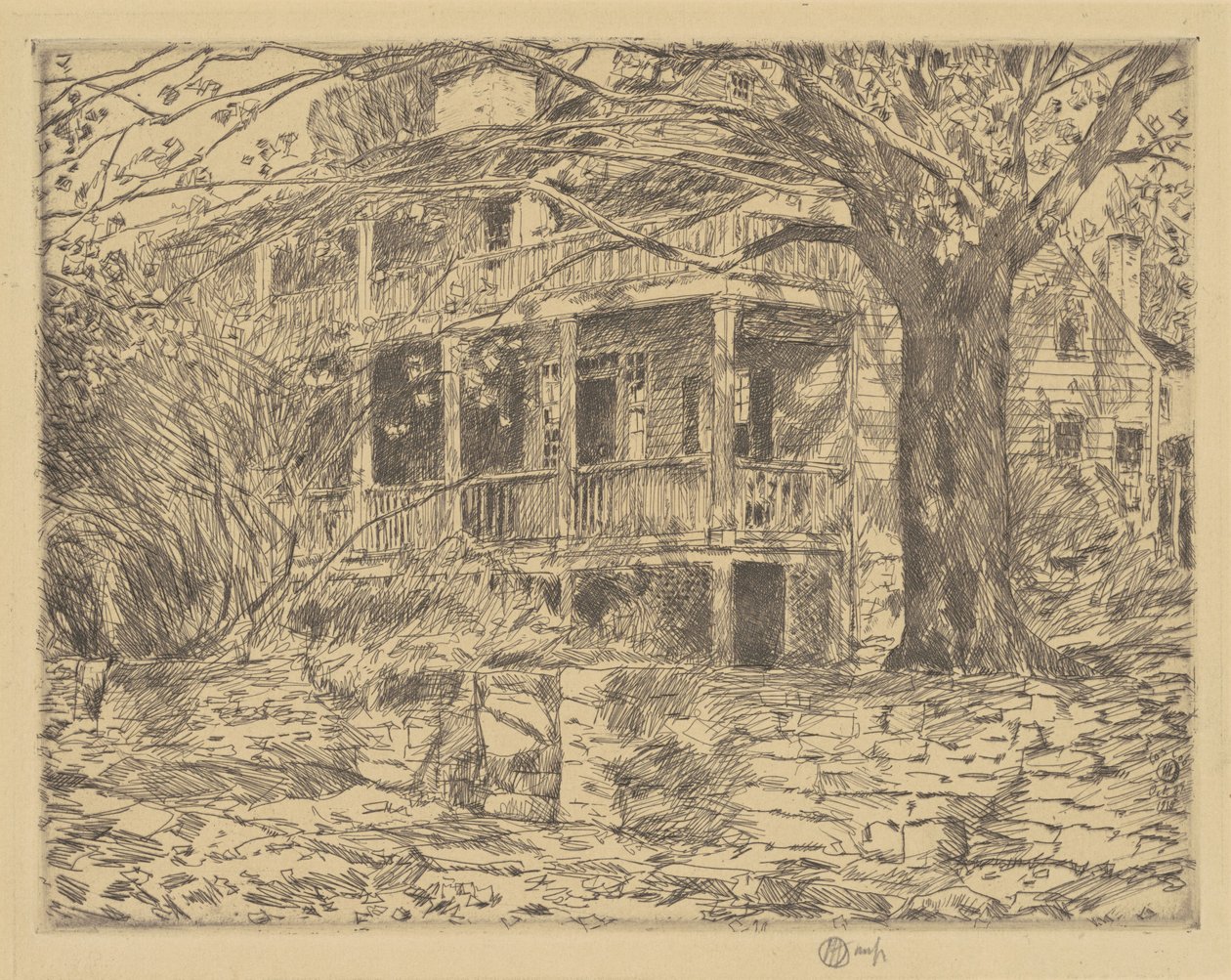 Vanha talo, Cos Cob tekijältä Childe Hassam