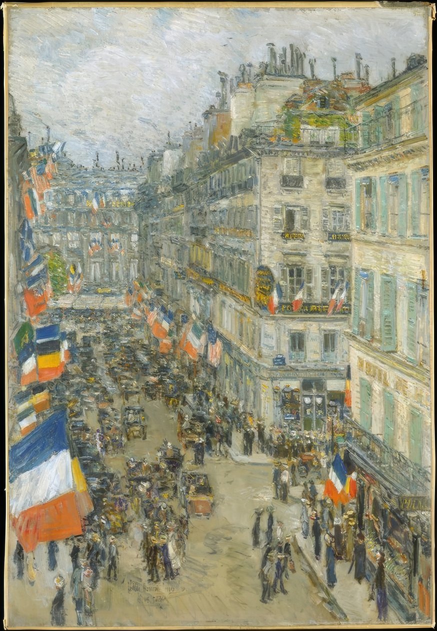 Neljästoista heinäkuuta, Rue Daunou, 1910 tekijältä Childe Hassam