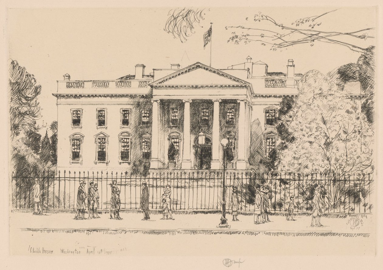 Valkoinen talo, Washington, 1925 tekijältä Childe Hassam