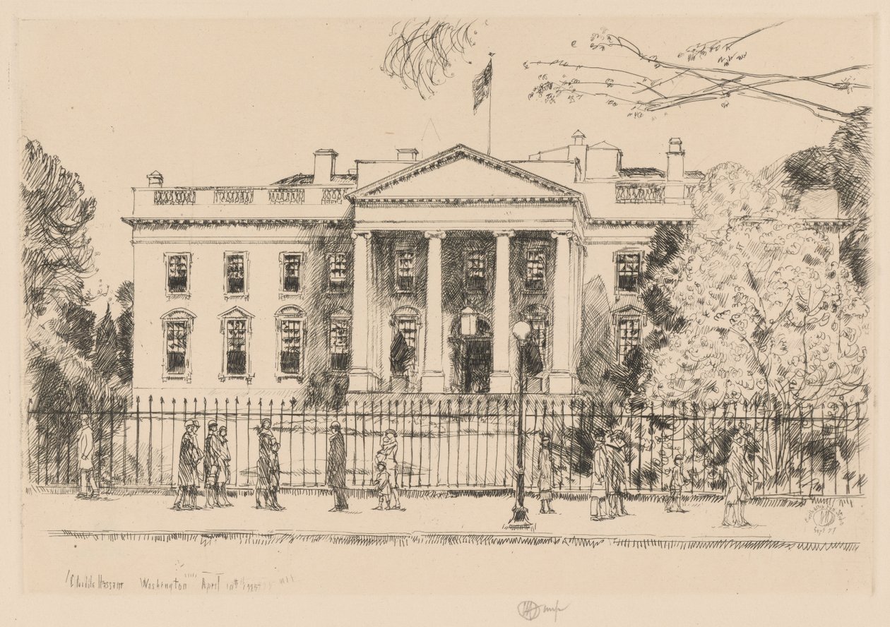 Valkoinen talo, Washington, 1925 tekijältä Childe Hassam