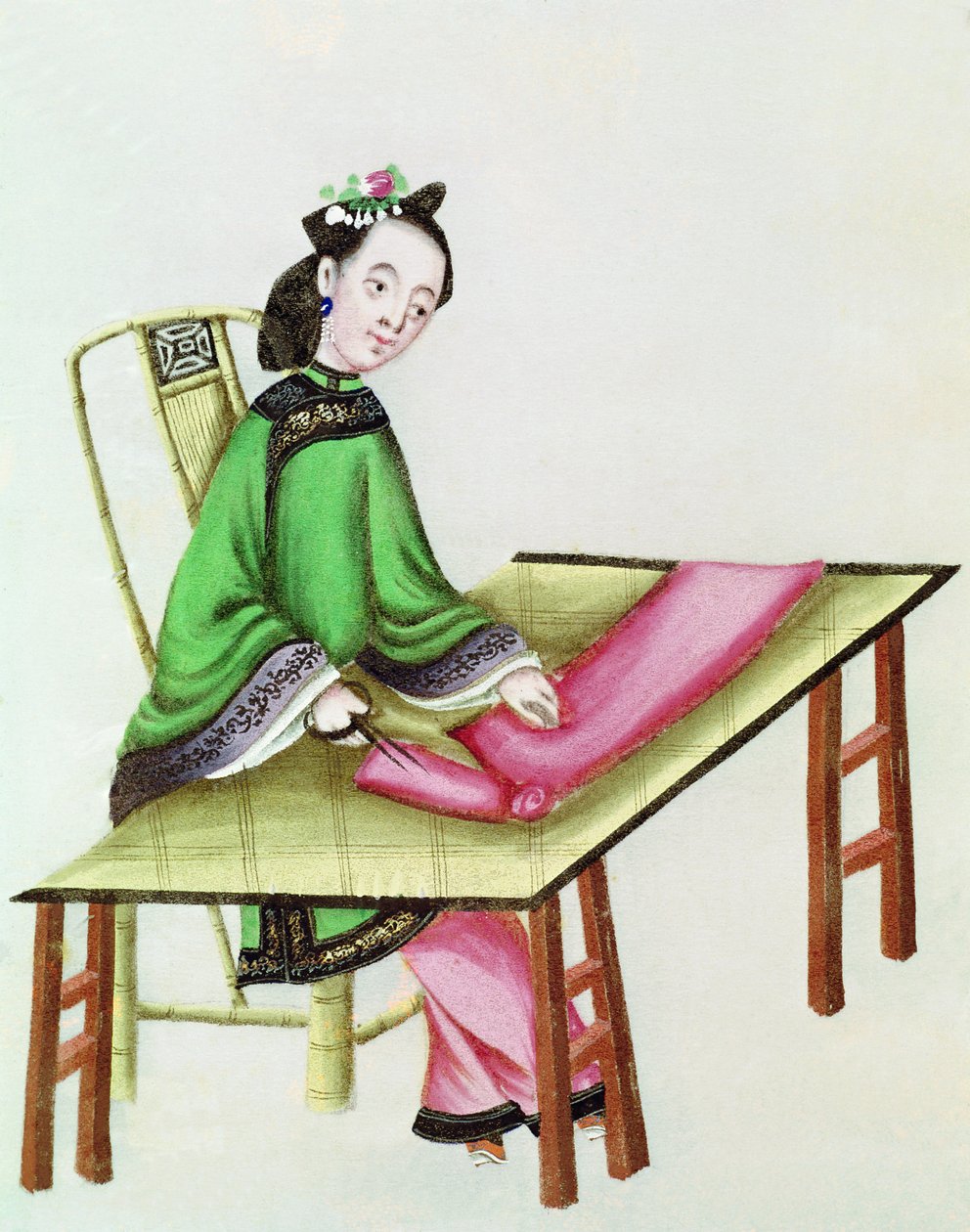 Kiinalaisen naisen leikkausliina, Qianlong-kausi (1736-1796) tekijältä Chinese School