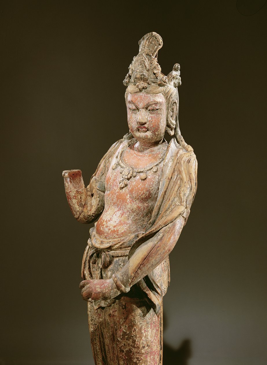 Pysyvä Kuan-yin, Yuan-dynastia (1206-1368), 1282 (puu) (394833:n yksityiskohta) tekijältä Chinese School