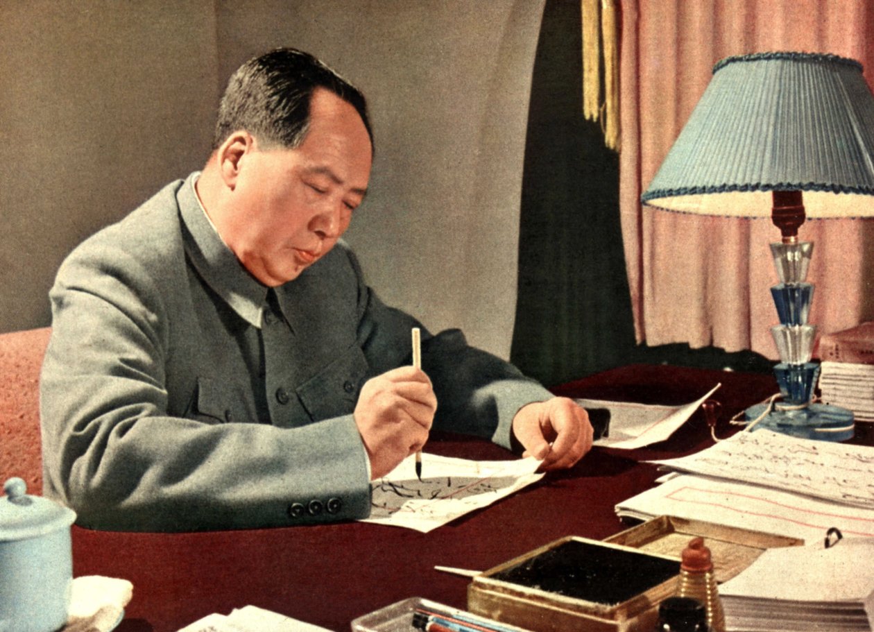 Kiinan valtionpäämiehen Mao Tse-Tungin (Mao Ze-Dong tai Mao Zedong tai Mao Tse Toung tai Mao Tso Tong) muotokuva (1893-1976). Kiina, noin 1960. tekijältä Chinese Photographer
