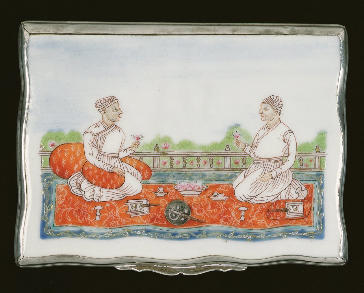 Mughal-nuuskalaatikko, Qianlong-kausi (1736–1795) n. 1760 (posliini) (katso myös 314539) tekijältä Chinese School