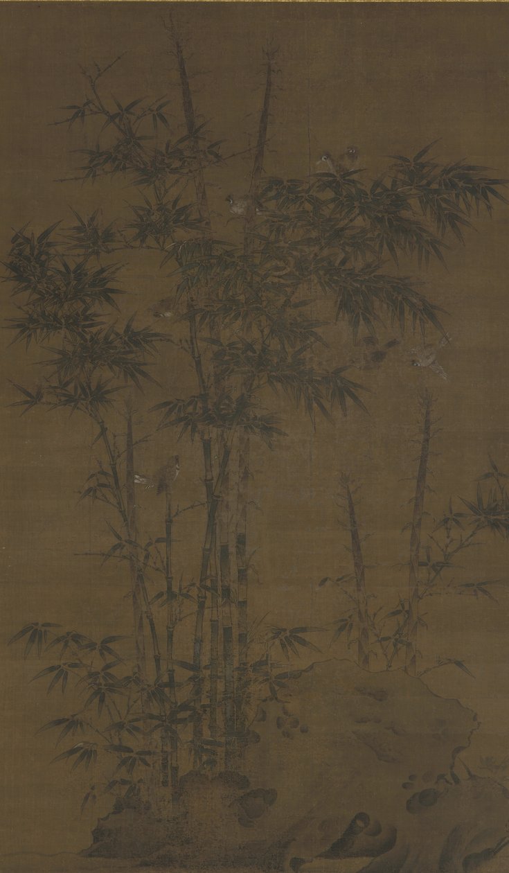 Bambu ja varpuset, Yuan- tai Ming-dynastia, 1300-luvun loppu tekijältä Chinese School