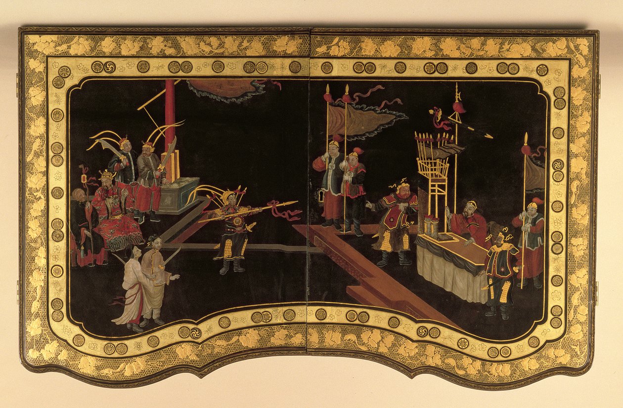 Chinese Export Dressing Table Top c.1780 (musta lakka) (katso myös 220144) tekijältä Chinese School