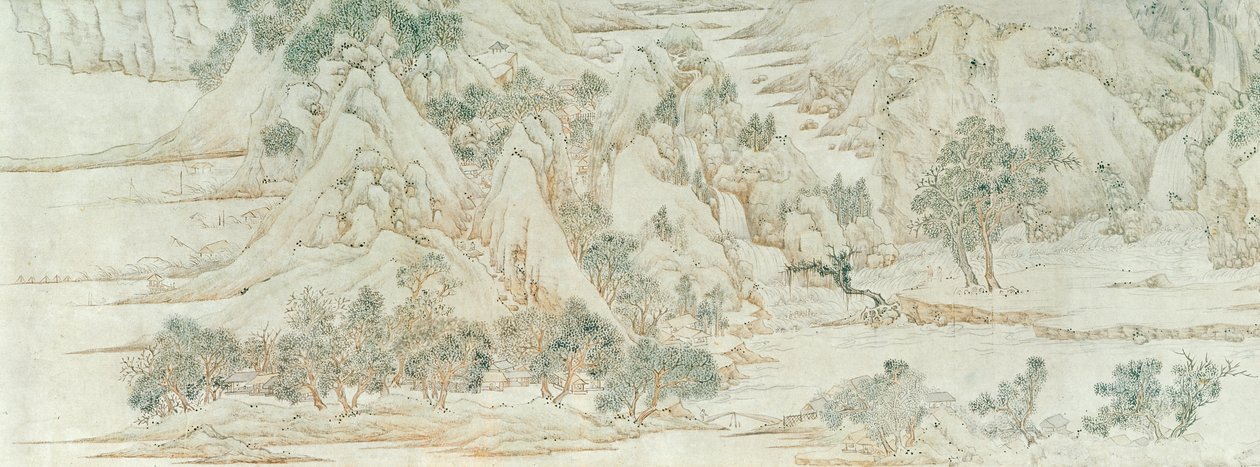 Kiinalainen maisema, Ming-dynastia (kynän ja musteen pesu paperille) tekijältä Chinese School