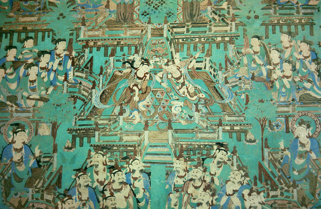 Dancing Ladies, Tang-dynastia, 618-907 (seinämaalaus) tekijältä Chinese School