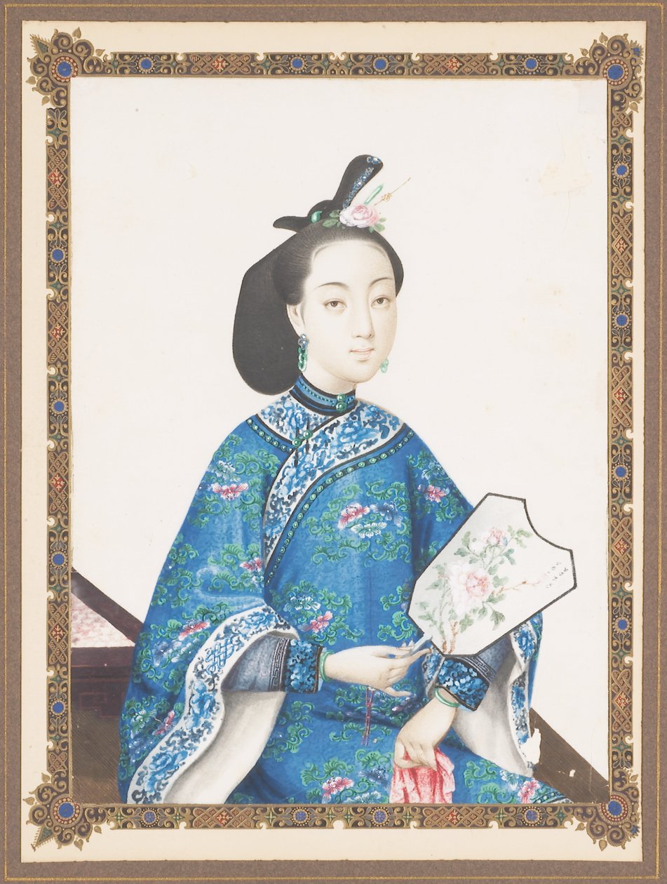 Kehystetty muotokuva Howquan vaimosta, n. 1850-70 tekijältä Chinese School