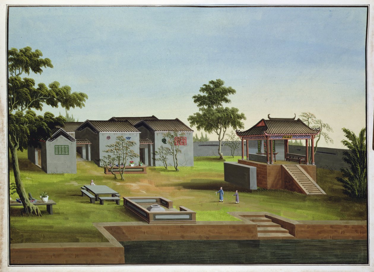 Garden Scene, n. 1820-40 (wc paperilla) tekijältä Chinese School