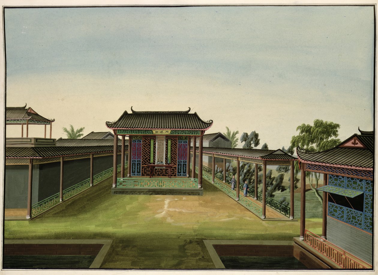 Garden Scene, n. 1820-40 (wc paperilla) tekijältä Chinese School