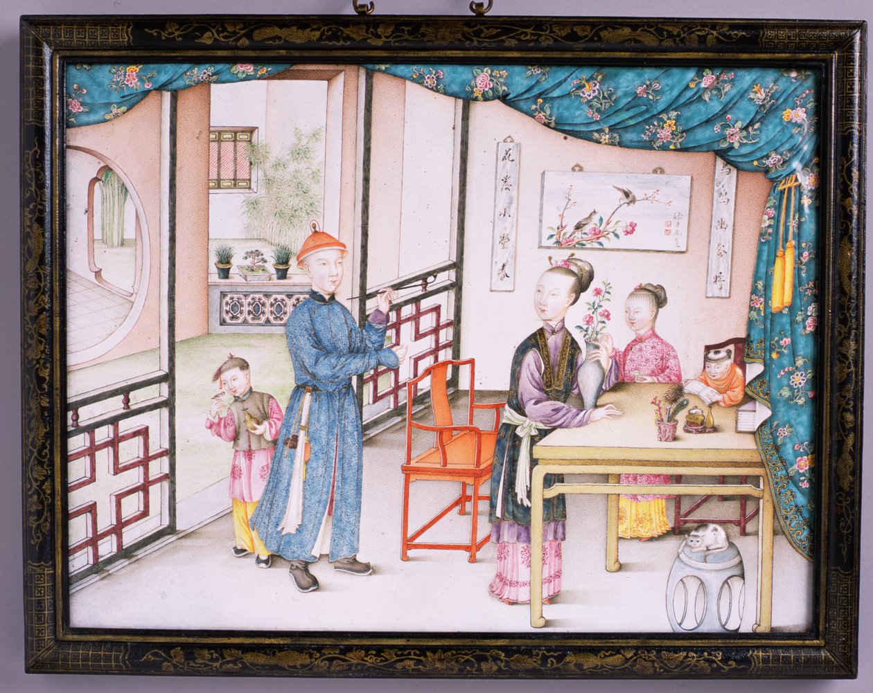 Imperial Canton -paneeli, Qianlong-kausi, 1736-95 (repousse-emali) (katso pari kohdasta 207217) tekijältä Chinese School