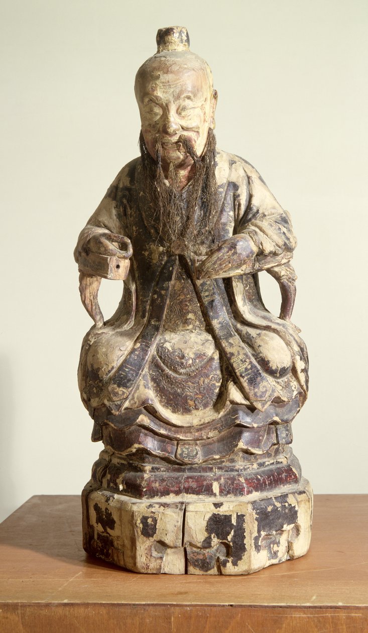 Lao-Tzu (n. 604-531) yllään mestarin kruunu (maalattua puuta) tekijältä Chinese School