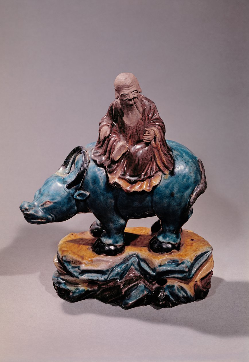 Lao-Tzu (n. 604-531 eKr.) Buffalo-dynastiassa, Qing-dynastiassa (keraaminen) tekijältä Chinese School