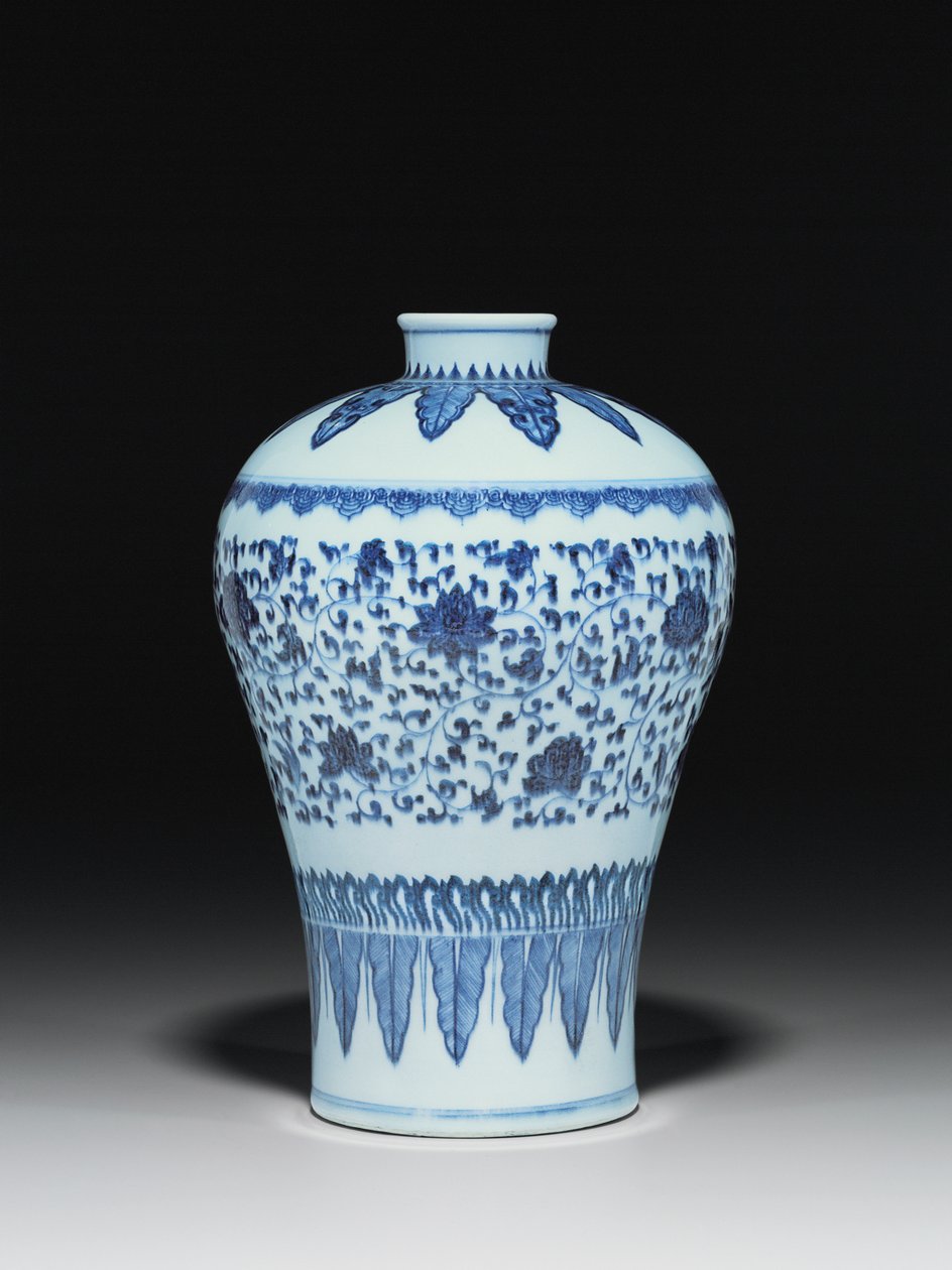 Ming-tyylinen maljakko, Meiping, maalattu 1400-luvun tyyliin tekijältä Chinese School