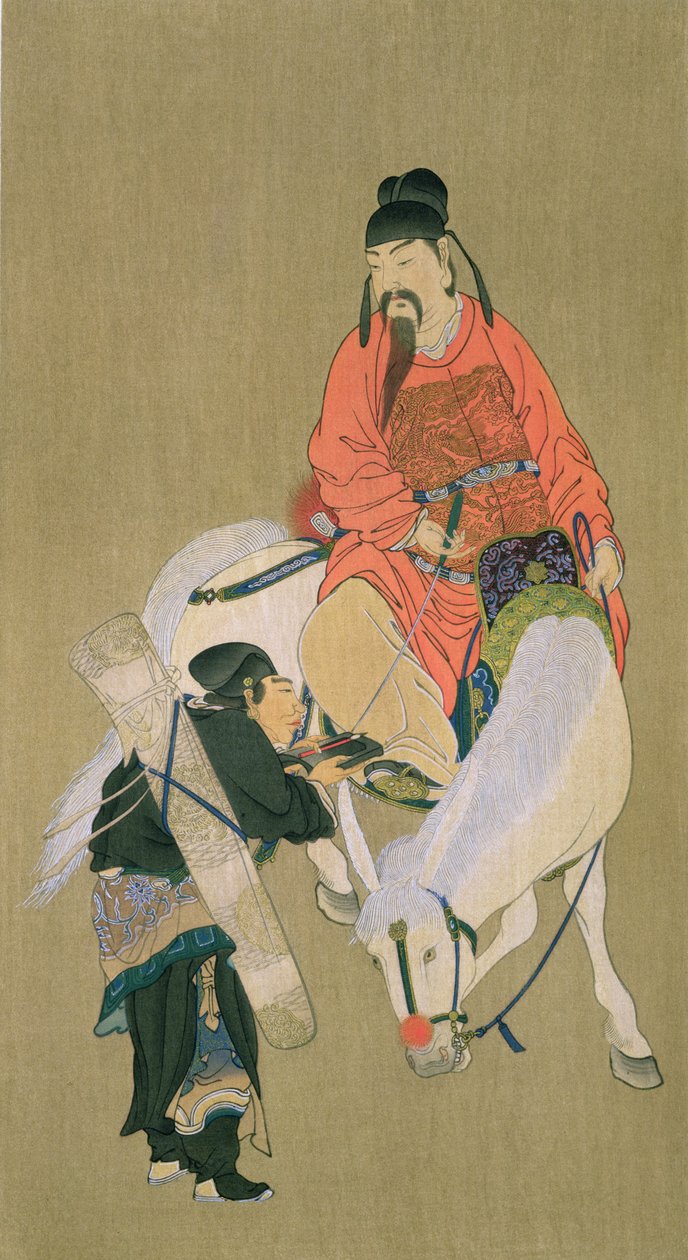 Wen Cheng Hsing, onnenjumala, kuvitus julkaistu Kokka-lehdessä, Japanissa, 1900-01 tekijältä Chinese School