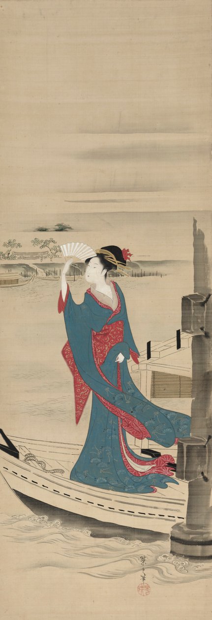 Kauneus veneessä Sumida-joella, 1700-luvun loppu - 1800-luvun alku. tekijältä Chobunsai Eishi