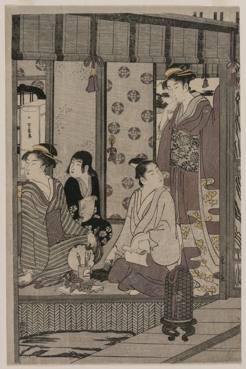 Morning Glory sarjasta The Tale of Genji elegantissa modernissa mekossa, c. 1790. tekijältä Chobunsai Eishi