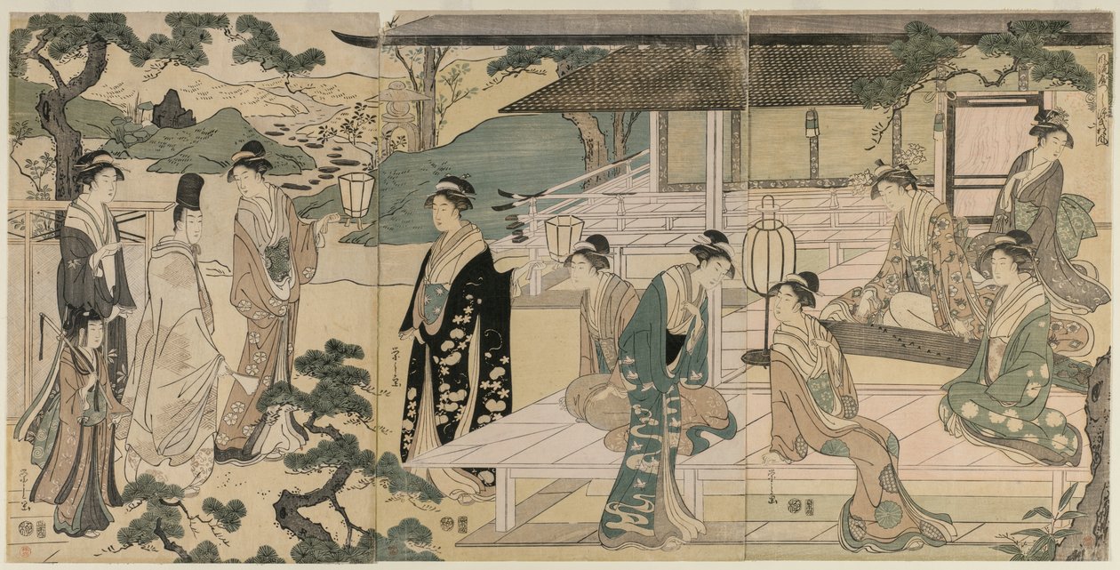 Matsukaze-luku Genjin tarinasta (sarjasta The Tale of Genji elegantissa modernissa mekossa) tekijältä Chobunsai Eishi