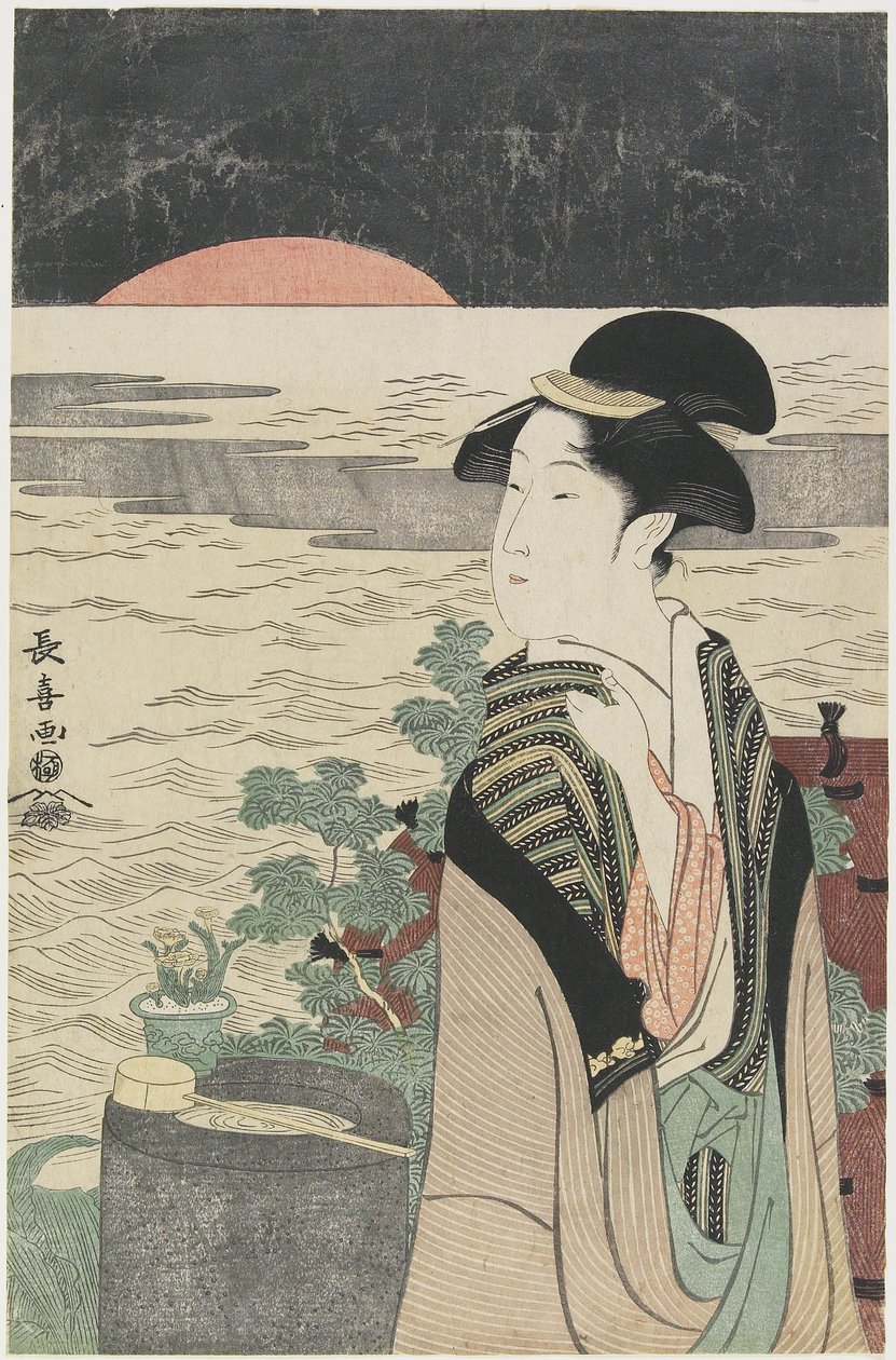 Kauneus katselee ensimmäistä auringonnousua, 1793-1796 tekijältä Choki Eishusai
