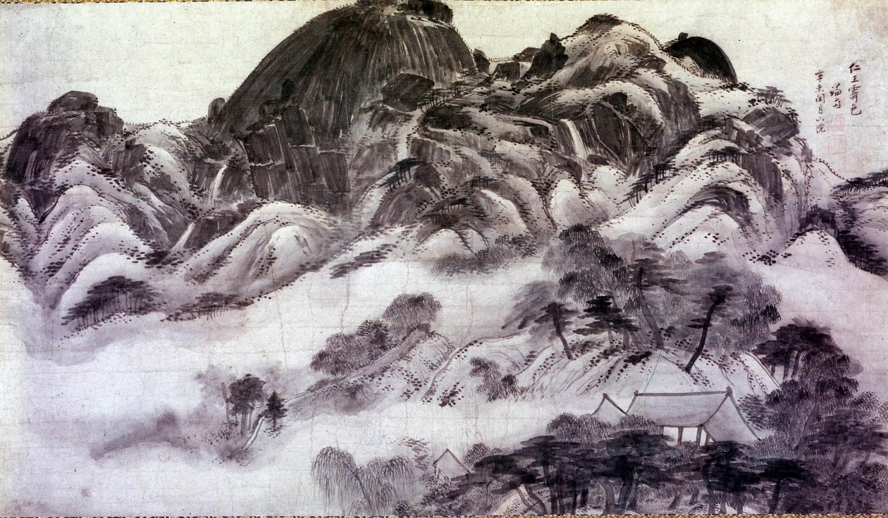 Taiteen ydin: Mount Inwang. Chong Sonin (1676-1759) vedokset. 1700-luvulla. Jai Hyang John -kokoelma tekijältä Chong Son
