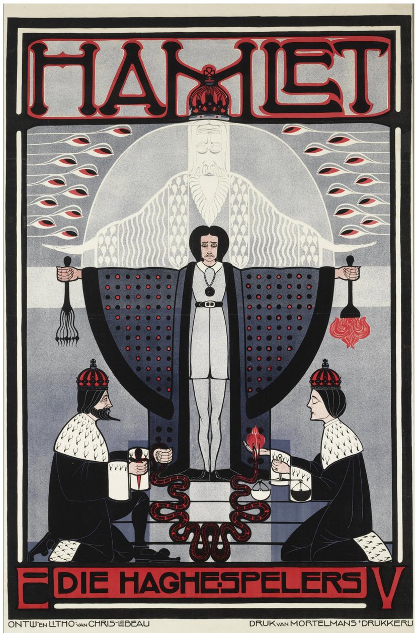 Hamlet par Lebeau, Chris (1878-1945). Värilitografia, koko: 121x79,3 tekijältä Chris Lebeau
