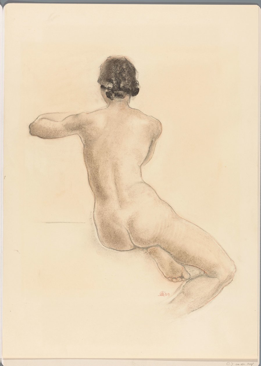 Istuva alaston nainen tekijältä Chris van der Hoef (signed by artist)