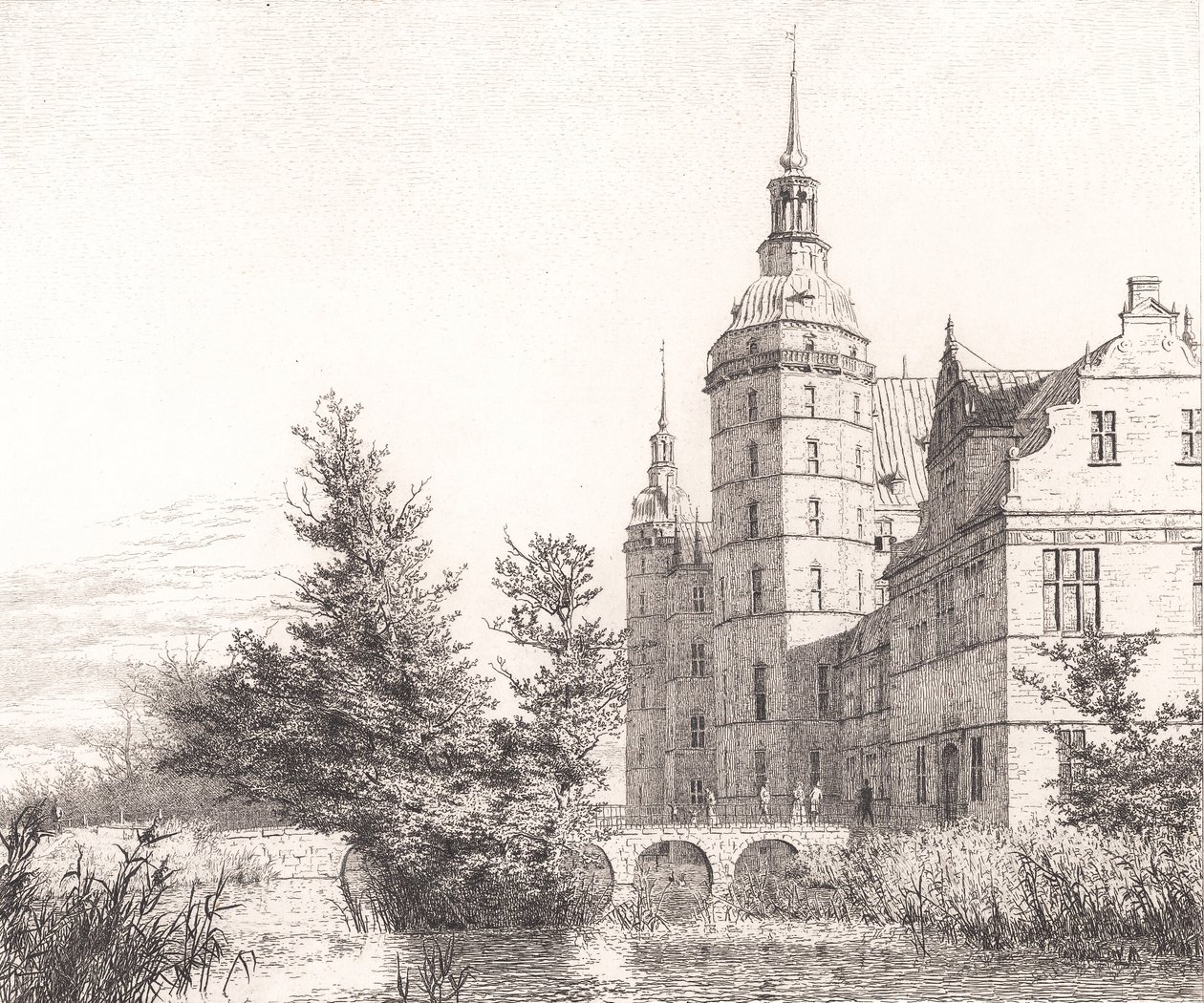 Frederiksborgin linna. Näkymä Rahasillan luona tekijältä Christen Købke