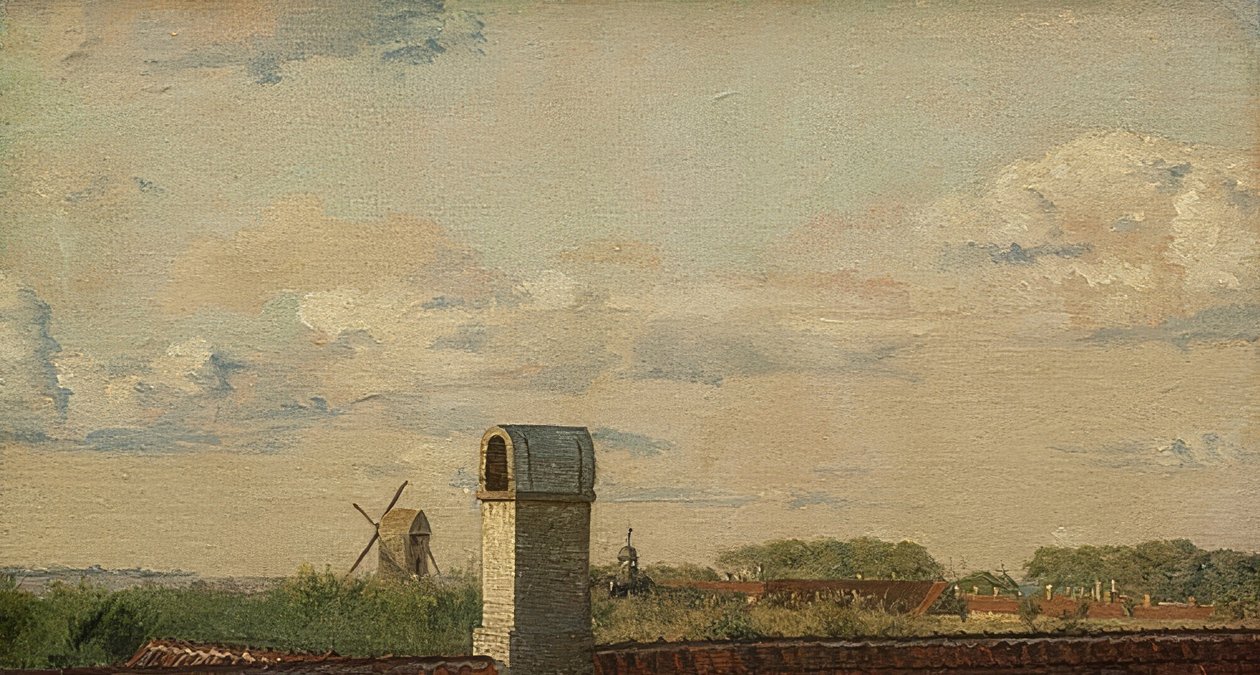 Näkymä Toldbodvejin ikkunasta Kööpenhaminan linnaan. Noin 1833 tekijältä Christen Schjellerup Købke
