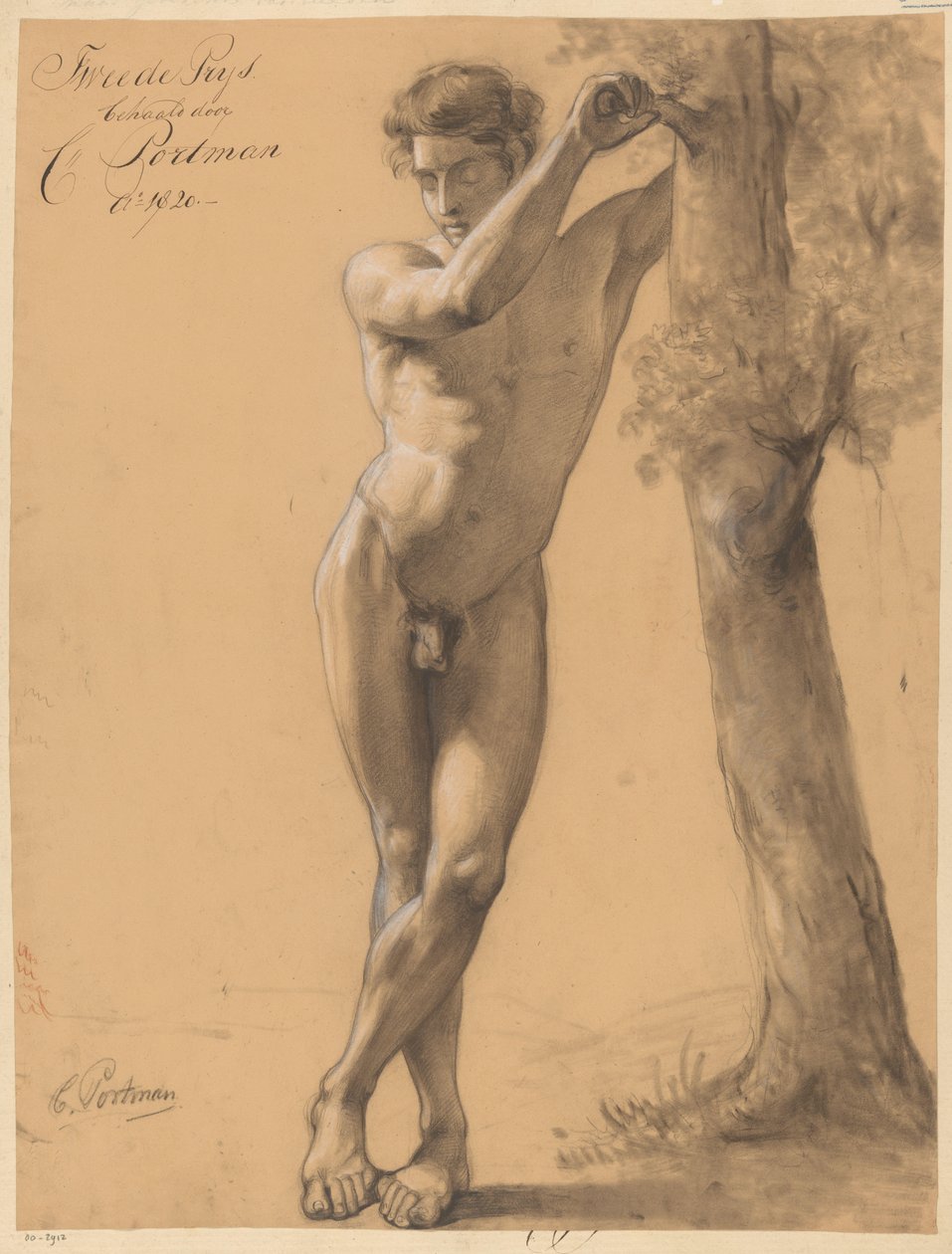 Seisova miesalastoma, edestä katsottuna (2. palkinto 1820) tekijältä Christiaan Julius Lodewijk Portman
