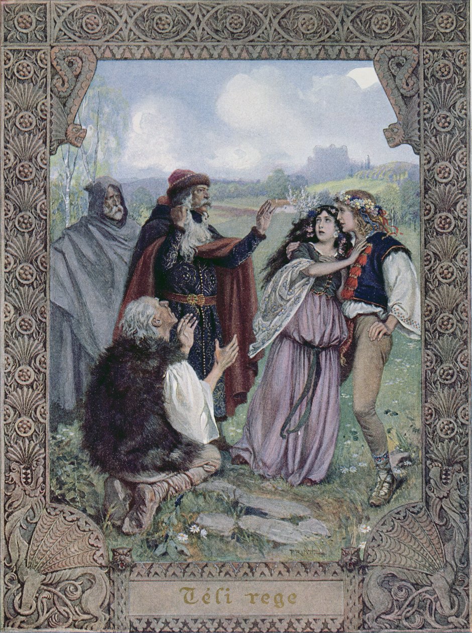 Kuvitus William Shakespearen (1564-1616) "Talven tarinasta" n. 1900 tekijältä Christian August Printz