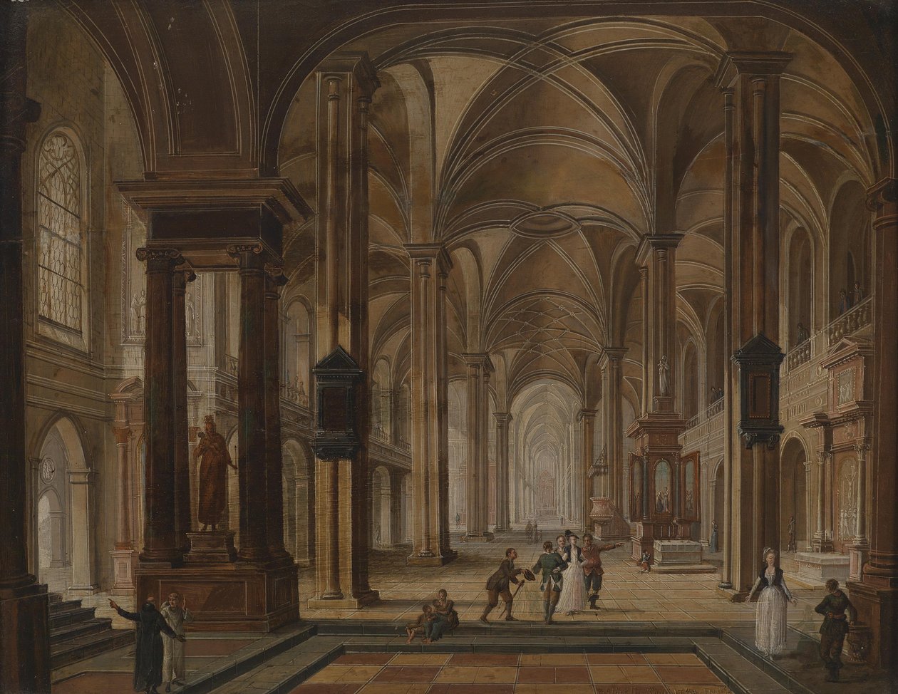 Kircheninterieur mit eleganten Personen tekijältä Christian Stocklin