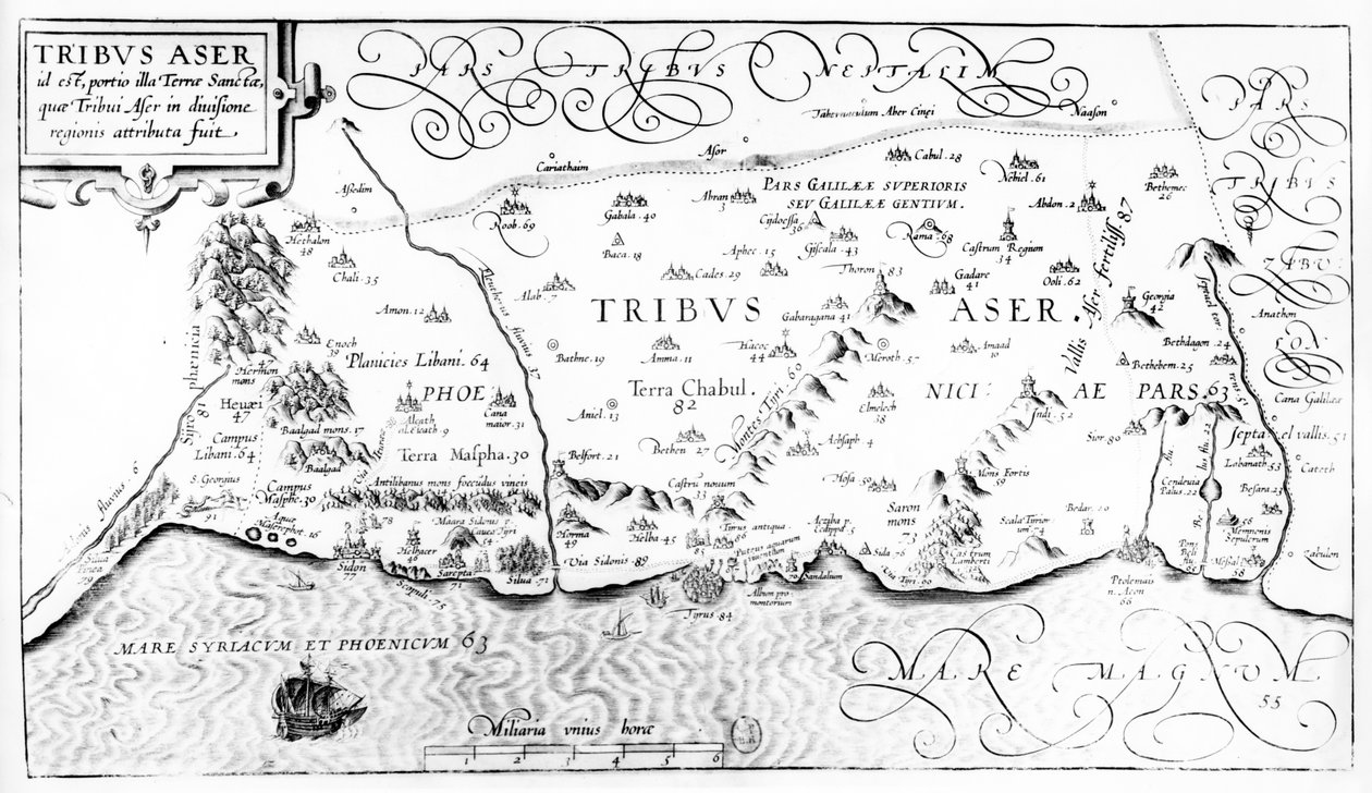 Asherin heimon kartta, 1590 tekijältä Christian van Adrichom