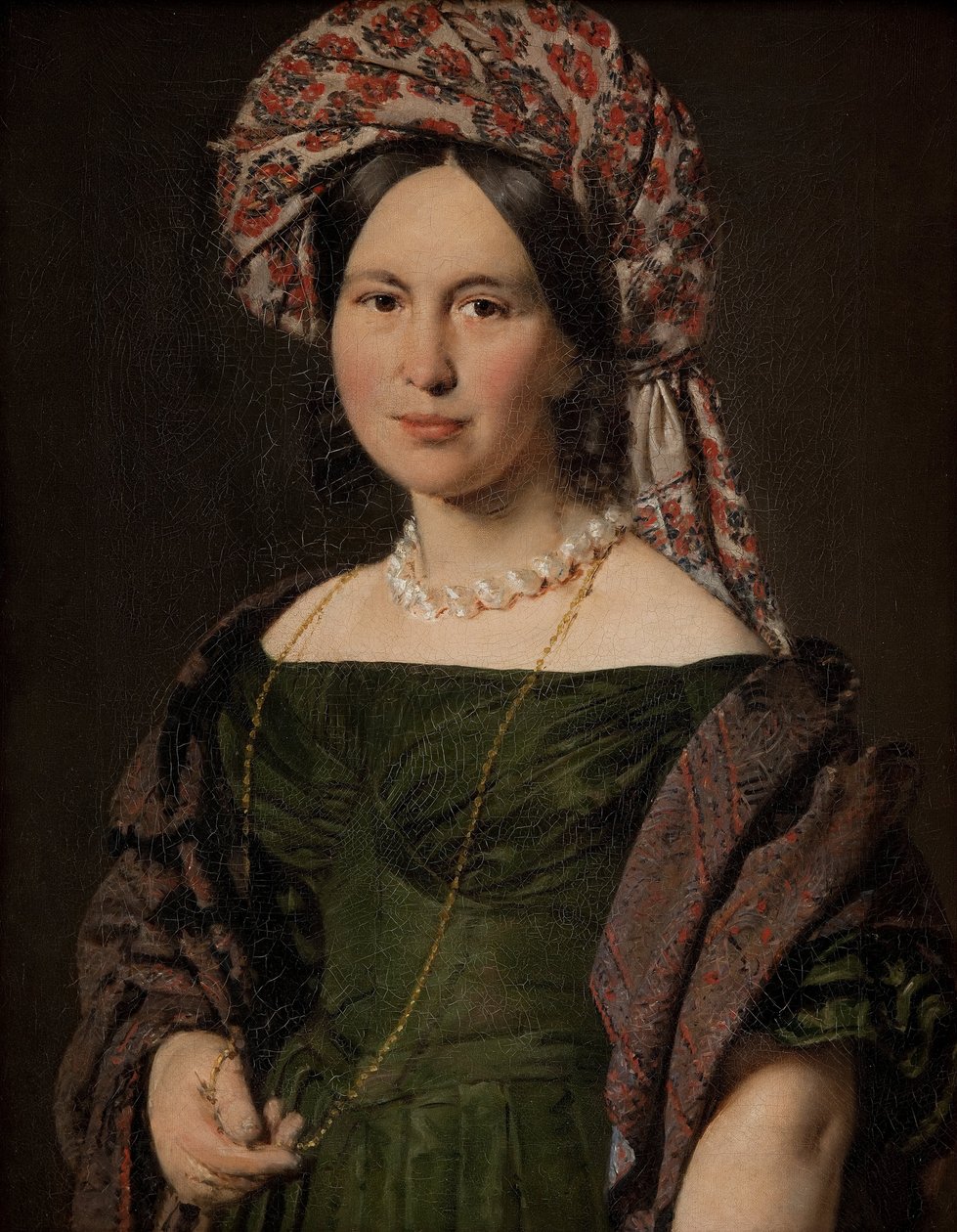Cathrine Jensen, os. Lorenzen, taiteilijavaimo turbaaniin pukeutunut, 1842-1843 tekijältä Christian Albrecht Jensen