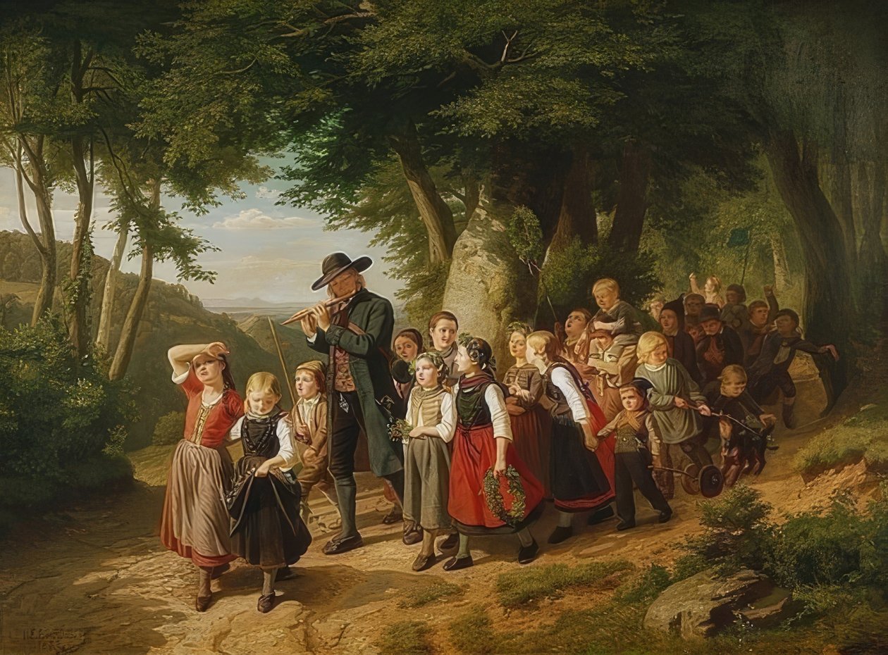Kotiin koulun juhlista. 1852 tekijältä Christian Eduard Boettcher