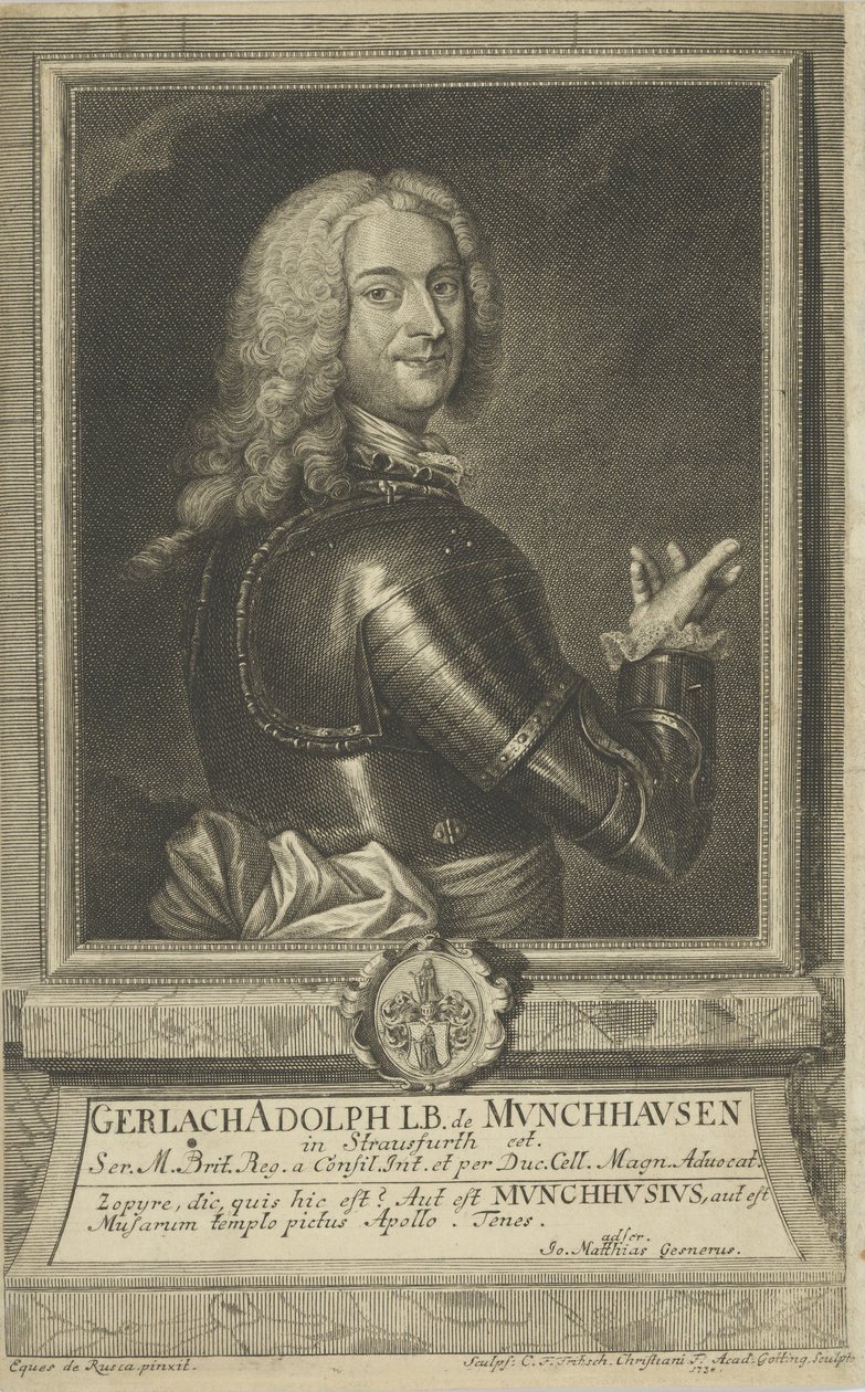 Muotokuva Gerlach Adolph von Munchausenista 1688-1770, 1738. tekijältä Christian Friedrich Fritzsch