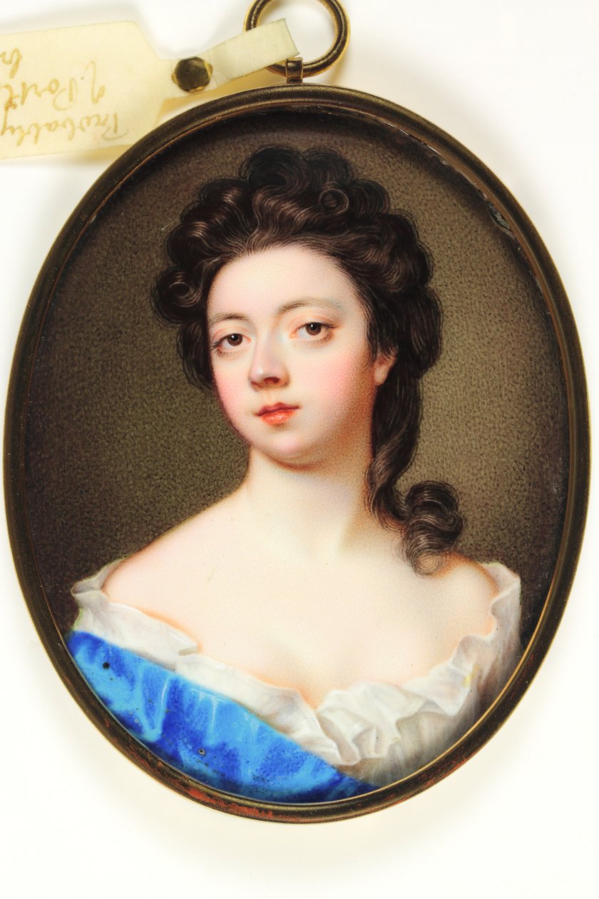 Lady nimeltä Jane Martha Temple, Portlandin kreivitär (emali) tekijältä Christian Friedrich Zincke