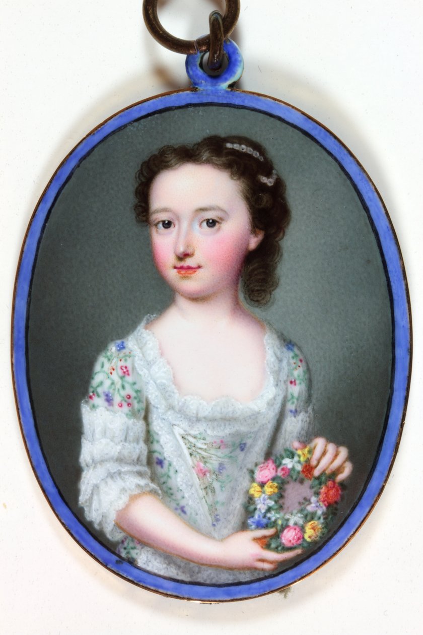 Lady Elizabeth Cavendish Bentinck, myöhemmin varakreivitär Weymouth ja Marchioness of Bathin (emali) tekijältä Christian Friedrich Zincke
